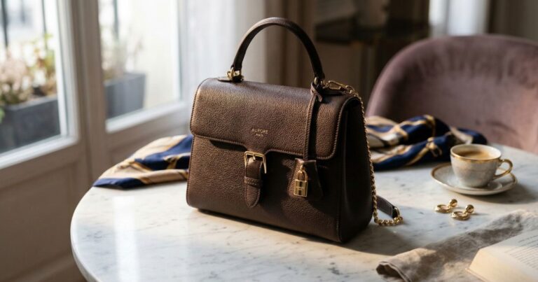 Sac à main en simili cuir élégant restauré avec soin.